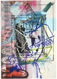 Sigmar Polke, Ohne Titel, 1979, Gouache, Sprühlack, Glitter und Cut-out auf Papier