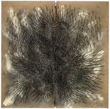 Gespaltenes Feld by Günther Uecker, 1984, Nägel und Graphit über weißer Acrylfarbe auf Leinwand auf Holz, vom Künstler gespalten, sold Nov 2008