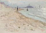 Wassily Kandinsky, Scheveningen – Strand, 1904, Öl auf leinenbezogenem Karton