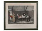 Jean Pierre Marie Jazet, Horses Stroking in a Table, 1840, Coloured aquatint, paper