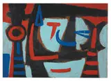 Untitled by Emerson Woelffer, c. 1951, Acrylic on Masonite, sold Oct 2019