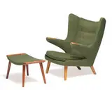 Papa chair and ottoman (2) by Hans J. Wegner, 1951-1953, A.P. Stolen, sold Oct 2019