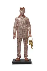 Valay Shende, Dabbawala, c. 2015, Copper plated brass case, wrist watches, and gold plated fiberglass