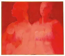 Sideo Fromboluti, Deux Femmes (Rouge), 1968, Oil on canvas
