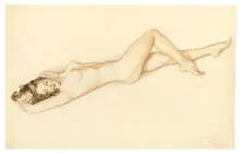 Alberto Vargas, Lounging Nude, 1943, Watercolor, pencil, and ink on paper