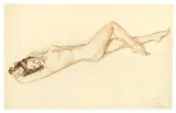 Alberto Vargas, Lounging Nude, 1943, Watercolor, pencil, and ink on paper