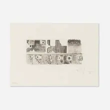 Jasper Johns, Untitled (from the Artists for Obama portfolio), 2008, hard-ground etching, spitbite aquatint on Hahnemühle Copperplate