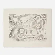 Shape on a Base by Carroll Dunham, 1990, intaglio on J. Whatman 1952 paper, sold Jun 2024