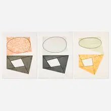 Frames & Ellipses A,B,C by Robert Mangold, 1988, etching and aquatint in colors, sold Jun 2024
