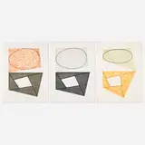 Robert Mangold, Frames & Ellipses A,B,C, 1988, etching and aquatint in colors
