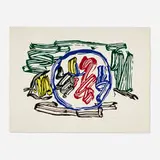 Roy Lichtenstein, Apple & Lemon (from the Seven Apple Woodcuts series), 1983, woodcut in colors on handmade Iwano Kizuki Hosho