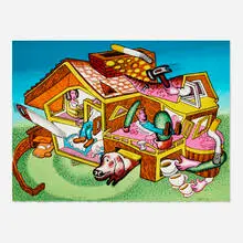 Modern Home by Peter Saul, 2003, lithograph in colors on BFK Rives, sold Jun 2024