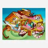 Peter Saul, Modern Home, 2003, lithograph in colors on BFK Rives