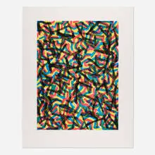 Irregular, Angular Brushstrokes by Sol LeWitt, 1997, etching and sugar-lift aquatint in colors on Somerset Textured, sold Jun 2024