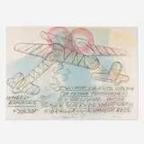 Dennis Oppenheim, Study for Object Dreams of Flying, 1992, lithograph in colors with hand-coloring