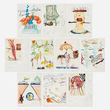 Salvador Dalí, Imaginations and Objects of the Future, 1975, lithograph in colors with engraving (five with collage) on Arches