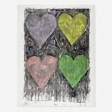 Jim Dine, Four Hearts in Silver, 2007, screenprint in colors on Hahnemühle