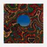 Fred Tomaselli, Double Landscape (Study), 1994, saccharin, acrylic, resin on wood panel