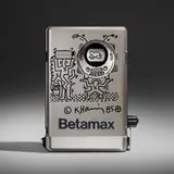 Keith Haring, Sony Betamax backpack with original drawing, 1985, felt tip marker on hardcase video accessory