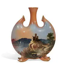 Matt Morgan Pottery, earthenware Hispano-Moresque scenic vase