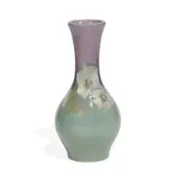 Sara Sax for Rookwood Pottery, earthenware Iris glaze vase with pansy decoration