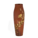 earthenware Light Standard Glaze vase with rose decoration by Laura Ann Fry, sold Nov 2021