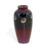 Harriet Elizabeth Wilcox for Rookwood Pottery, porcelain Black Opal glaze vase with white cosmos decoration