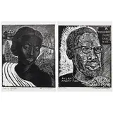 Margaret Taylor-Burroughs, Face of Africa, 1959 in plate and 1986, together with Malcolm, 1986
