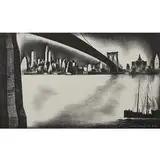 Louis Lozowick, Distant Manhatten [sic] (Brooklyn Bridge), 1937