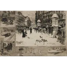 Félix Buhot, L'Hiver à Paris ou La Neige à Paris, 1879