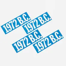 Bruce Conner, Untitled (1972 B.C. bumperstickers set of four), 1972, screenprint on sticker paper