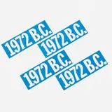 Bruce Conner, Untitled (1972 B.C. bumperstickers set of four), 1972, screenprint on sticker paper