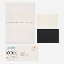 collection of three announcements and envelope by James Lee Byars, ink on printed and embossed paper, sold Jul 2019