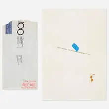 cut paper strip mailed to Tommy Longo by James Lee Byars, c. 1975, printed paper, collage, sold Jul 2019