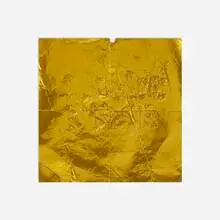 James Lee Byars, text on metallic gold paper, c. 1975, handwritten text on reflective gold origami paper