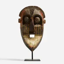 Bushongo, Pwoom-Itok mask, carved and painted wood, formed copper, metal, shells