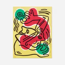 Untitled (United Nations '88) by Keith Haring, 1988, lithograph on Arches paper, sold Jul 2019