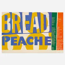 peache bread by Corita Kent, 1964, screenprint on paper, sold Jul 2019