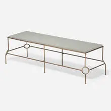 John Duff, bench, bronze, steel and blue stone
