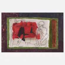 Wounded Shadows by M. F. Husain, 1981, watercolor and ink on paper, sold Jun 2019