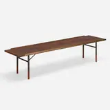 Finn Juhl, bench, 1959, rosewood, enameled steel, brass, teak