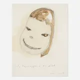 Only Faces Appear in My Mind by Yoshitomo Nara, 2001, pencil and acrylic on paper, sold Jun 2019