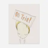 On Trial by Yoshitomo Nara, 1997, graphite and colored pencil on paper, sold Jun 2019