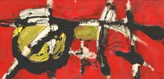 Finn Johansen, Untitled, 1942, oil and mixed media on board 29 x 59cm .