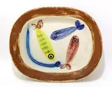 Pablo Picasso (Spanish by Pablo Picasso, 1881, white earthenware ceramic dish with a coloured glaze, sold May 2021