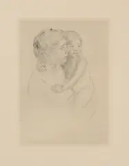 Mary Cassatt, Untitled, Denise holding her child etching