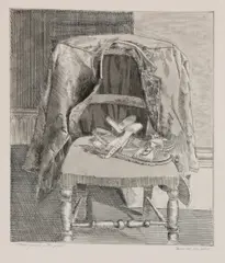 David Tindle, Untitled, unframed; Primulas on a table etching