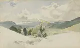 Charles Knight, Untitled, pen and ink and watercolour 34.5 x 53cm .