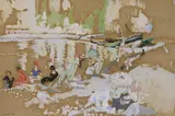 Albert Rutherston, Untitled, watercolour and gouache on brown paper