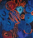 Figuration in Blau und Rot by Ernst Wilhelm Nay, 1963, Öl auf Leinwand, sold Nov 2013